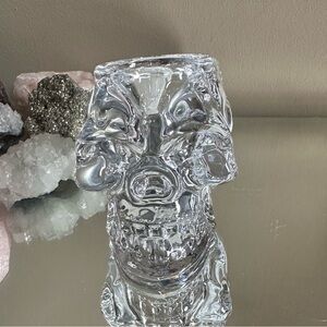 Glass skull candle holder